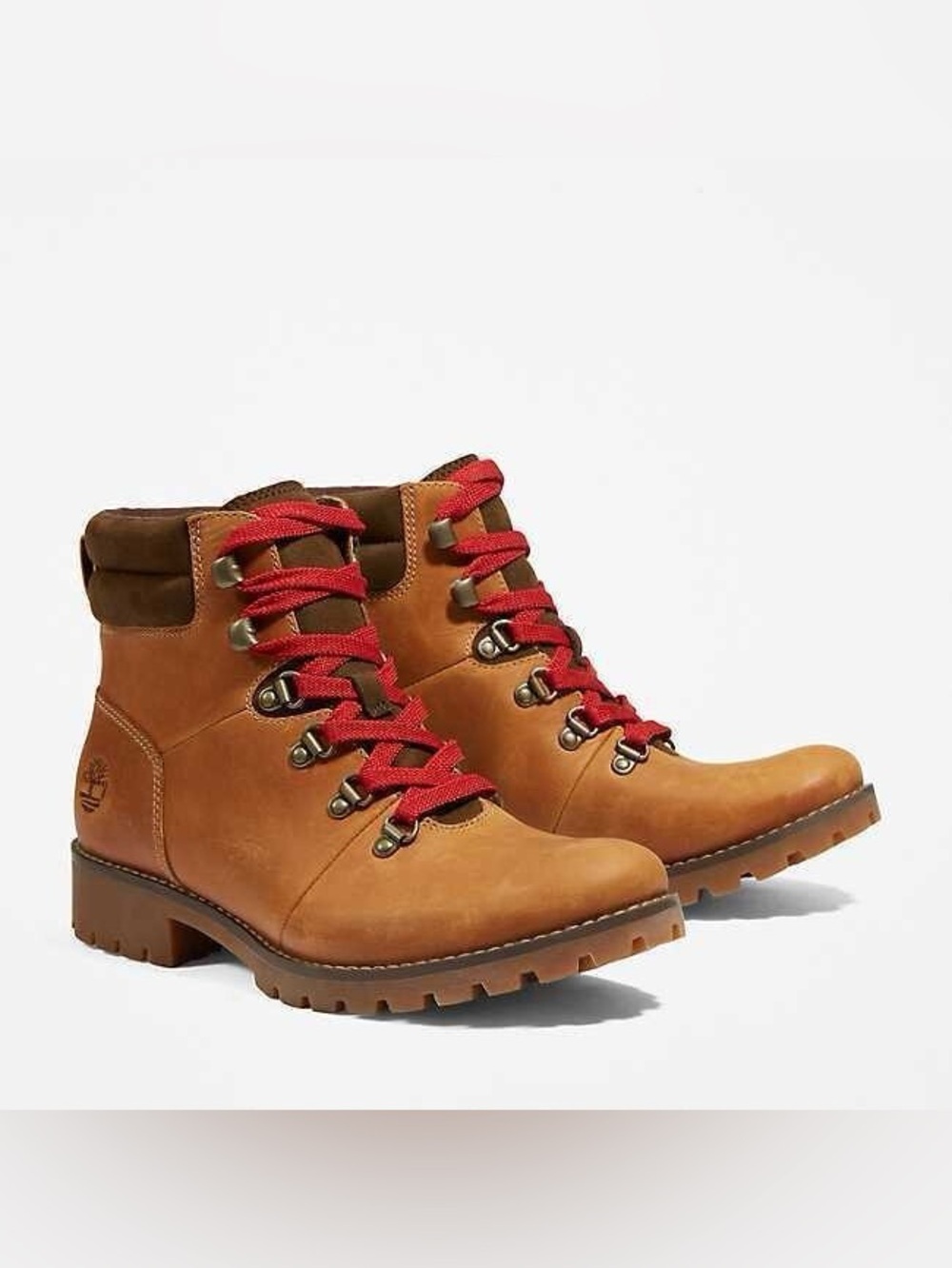 Timberland Women's Wheat Leather Lace-Up Boots with Red Laces